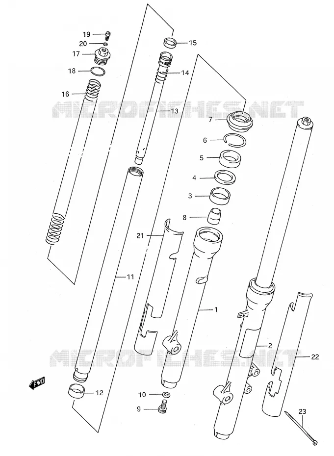 FOURCHE AVANT (MODELE S) Suzuki MOTO 80 RM 1992  RM80N(E28)