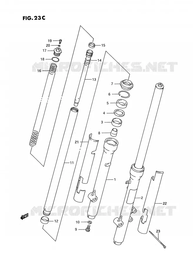 FOURCHE AVANT (MODELE S) Suzuki MOTO 80 RM 1995  RM80S(E3)