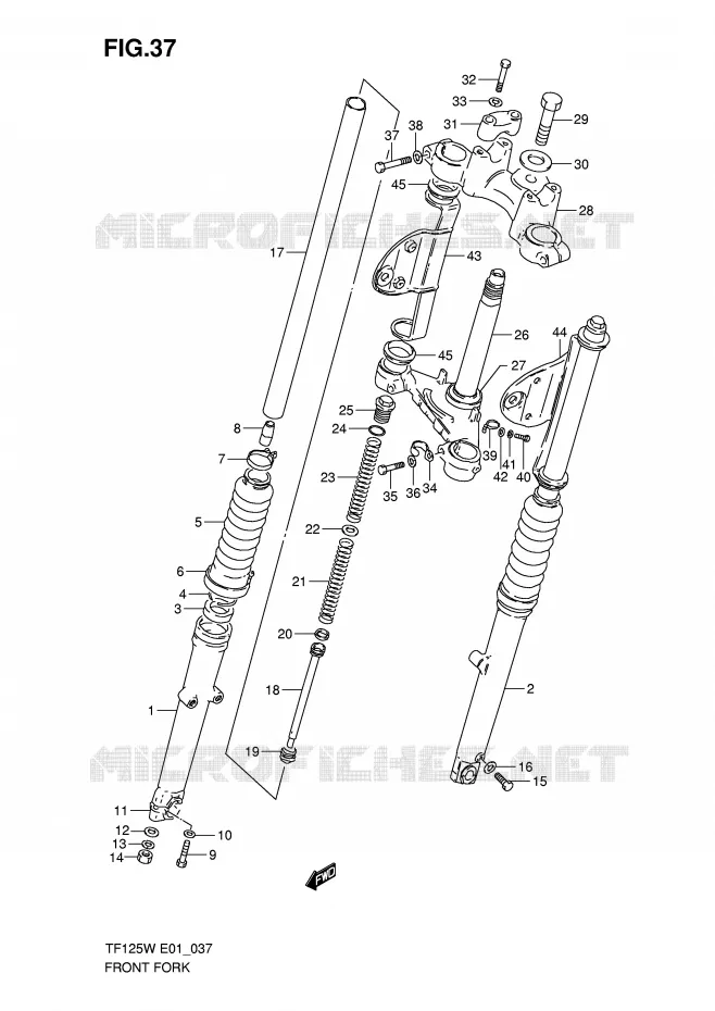 FOURCHE AVANT (MODELE X ~F.NO.126489) Suzuki MOTO 125 Autres-modeles 1998  TF125W(E1)