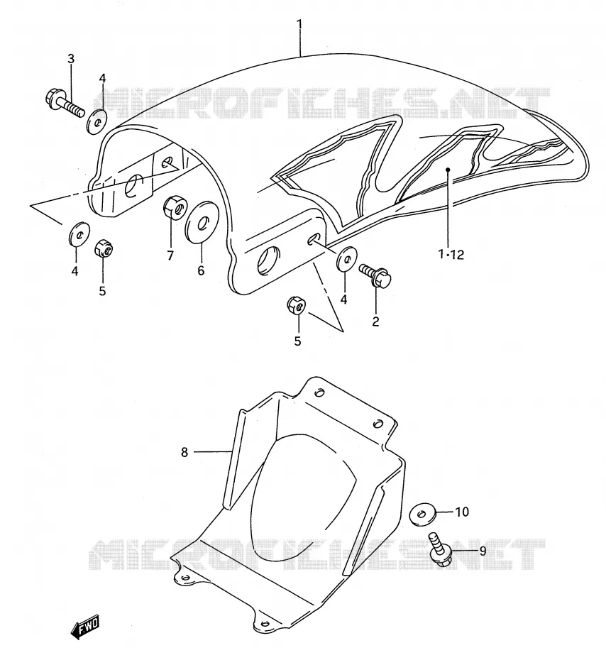 GARDE BOUE ARRIERE (MODELE N/P/R/S) Suzuki MOTO 80 RM 1994  RM80R(E28)