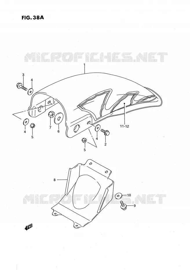 GARDE BOUE ARRIERE (MODELE N/P/R/S) Suzuki MOTO 80 RM 1995  RM80XS(E2)