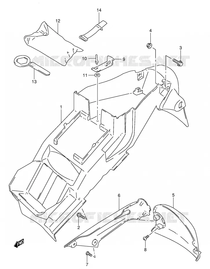 GARDE BOUE ARRIERE (MODELE V) Suzuki MOTO 1000 TL-S 2000  TL1000SY(E2)