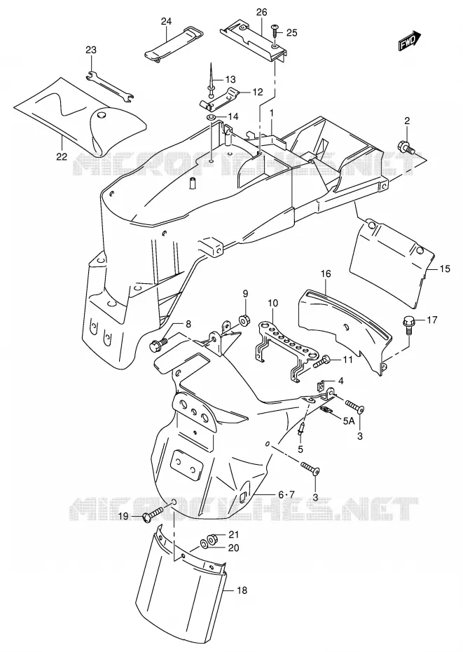 GARDE BOUE ARRIERE Suzuki MOTO 1000 TL-R 2000  TL1000RY(E2)