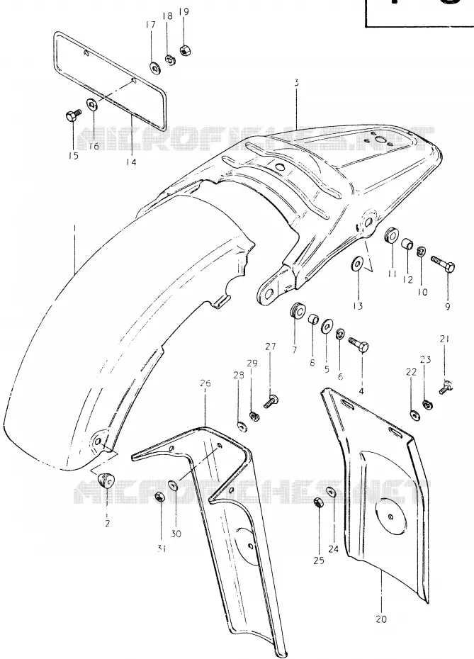 GARDE BOUE ARRIERE Suzuki MOTO 400 SP 1980  SP400T
