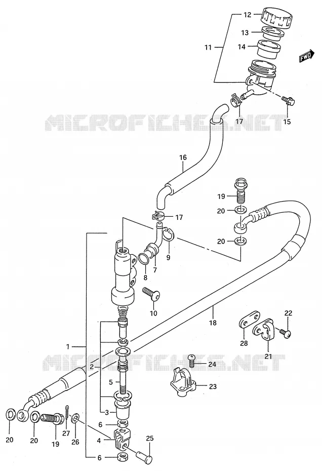 MAITRE CYLINDRE ARRIERE (MODELE M/N/P/R) Suzuki MOTO 250 RMX 1994  RMX250R(E28)