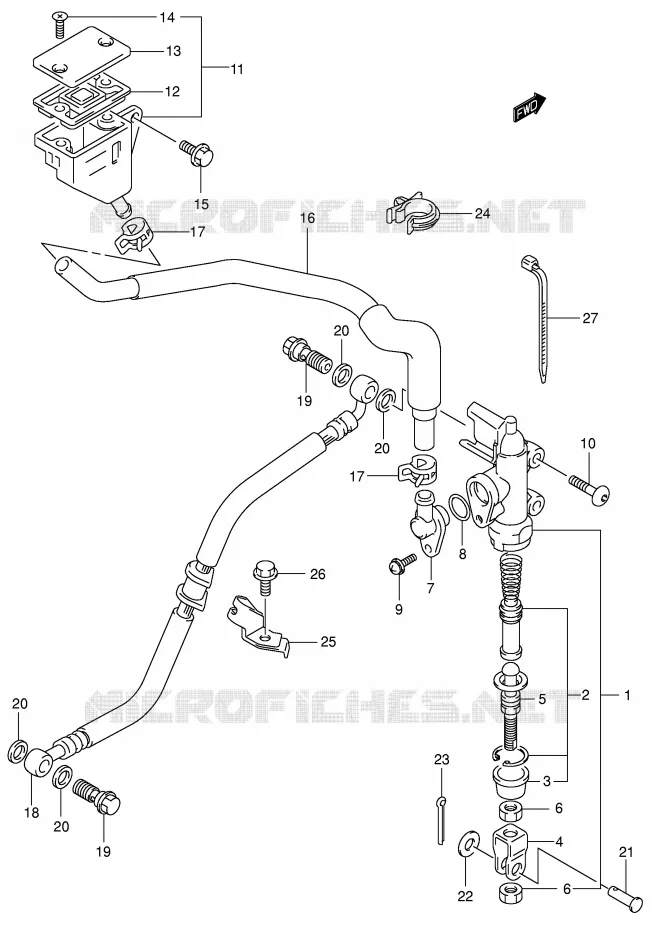 MAITRE CYLINDRE ARRIERE Suzuki MOTO 650 SV 2002  SV650UK2(E2)