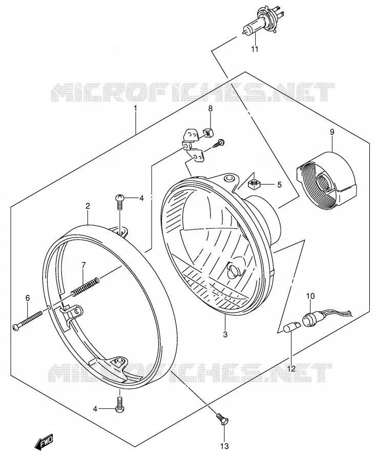 PHARE (SV1000 E2/E19 SV1000U1/U2 E19) Suzuki MOTO 1000 SV 2003  SV1000S2K3(E2)