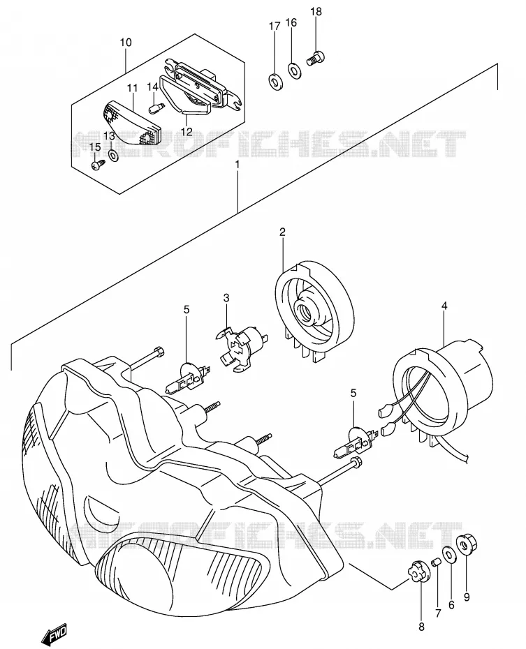PHARE (SV650SX/SUX/SY/SUY/SK1/SUK1/SK2/SUK2,SEE NOTE) Suzuki MOTO 650 SV 1999  SV650X(E2)