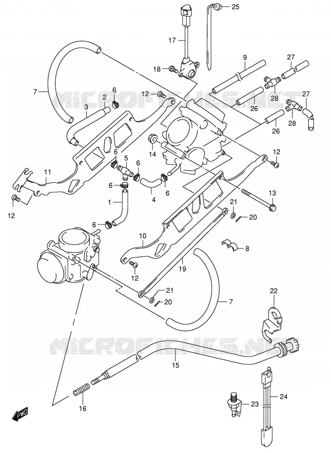 PIECES EXTERNES CARBURATEUR Suzuki MOTO 650 SV 2002  SV650K2(E2)
