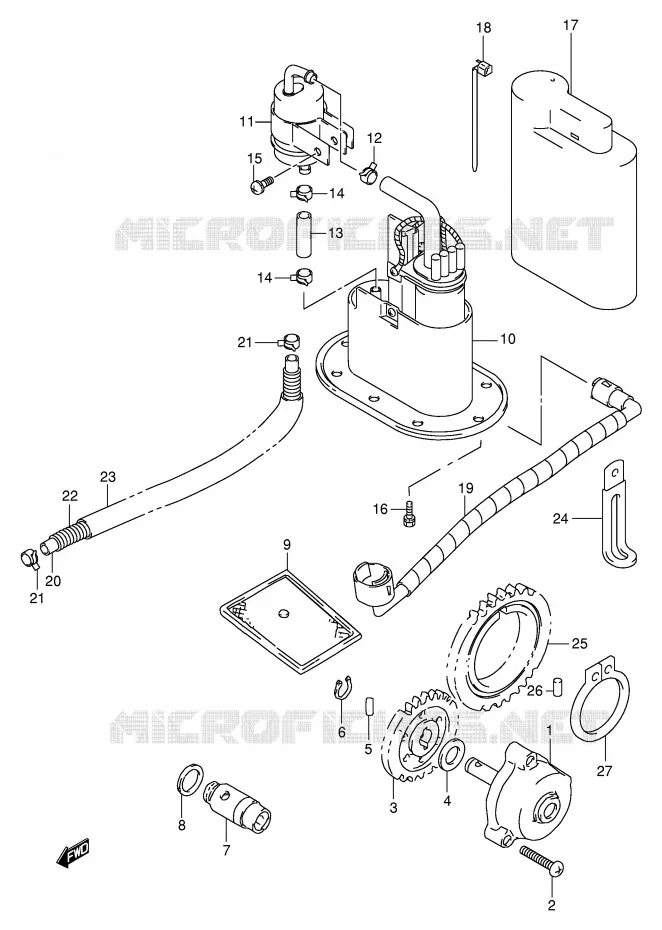 POMPE A HUILE - POMPE A ESSENCE (MODELE X/Y/K1/K2) Suzuki MOTO 1000 TL-R 1999  TL1000RX(E2)