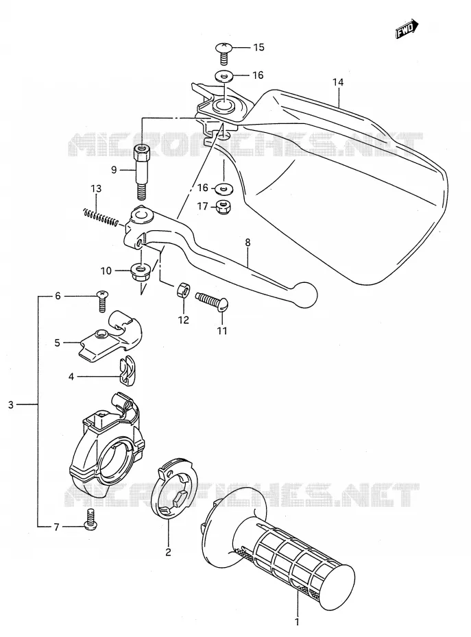 PROTEGE MAIN DROIT (MODELE K/L/M) Suzuki MOTO 250 RMX 1989  RMX250K(E28)