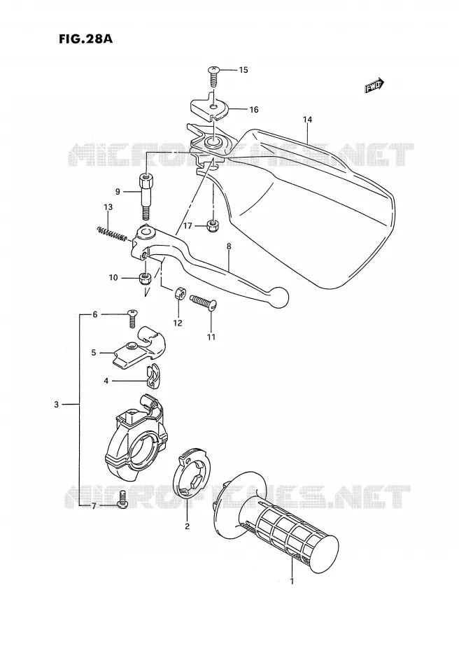 PROTEGE MAIN DROIT (MODELE N/P/R/S/T) Suzuki MOTO 250 RMX 1990  RMX250L(E3)