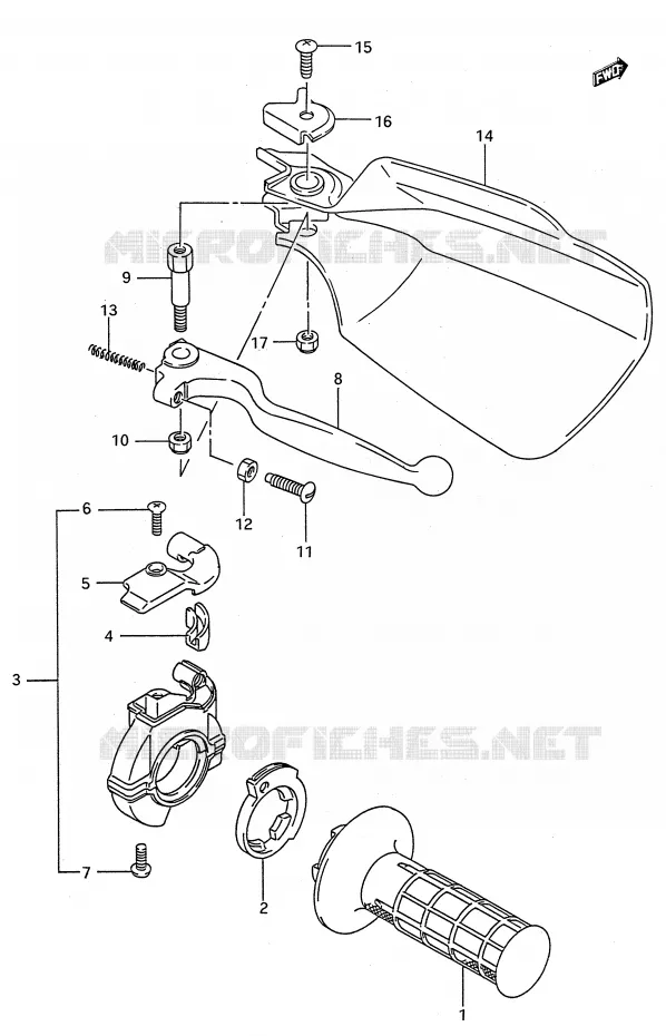 PROTEGE MAIN DROIT (MODELE N/P/R) Suzuki MOTO 250 RMX 1992  RMX250N(E28)