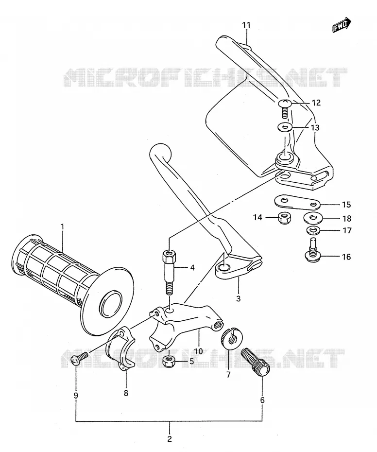 PROTEGE MAIN GAUCHE (MODELE K/L/M) Suzuki MOTO 250 RMX 1994  RMX250R(E28)