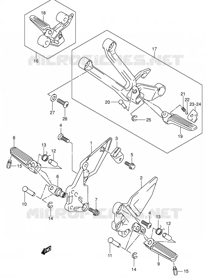 REPOSE PIED (SV1000/U1/U2K3) Suzuki MOTO 1000 SV 2003  SV1000S1K3(E2)