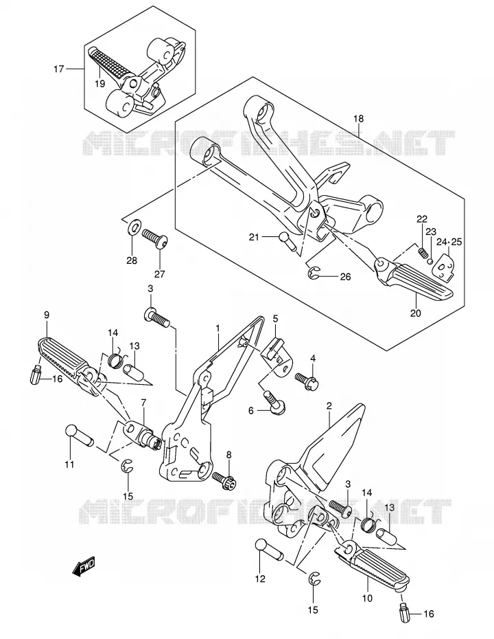 REPOSE PIEDS (MODEL K4/K5/K6/K7) Suzuki MOTO 650 SV-S 2007  SV650SUK7(E2)