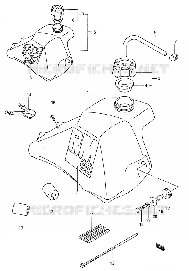 RESERVOIR D'ESSENCE (MODELE J/K) Suzuki MOTO 80 RM 1990  RM80L(E28)