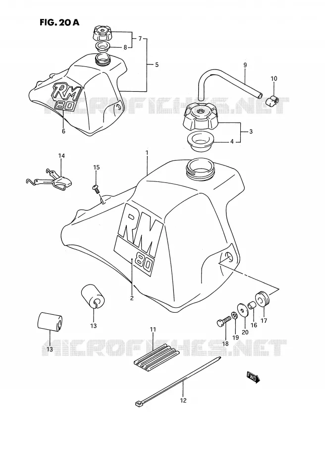 RESERVOIR D'ESSENCE (MODELE J/K) Suzuki MOTO 80 RM 1990  RM80L(E3)