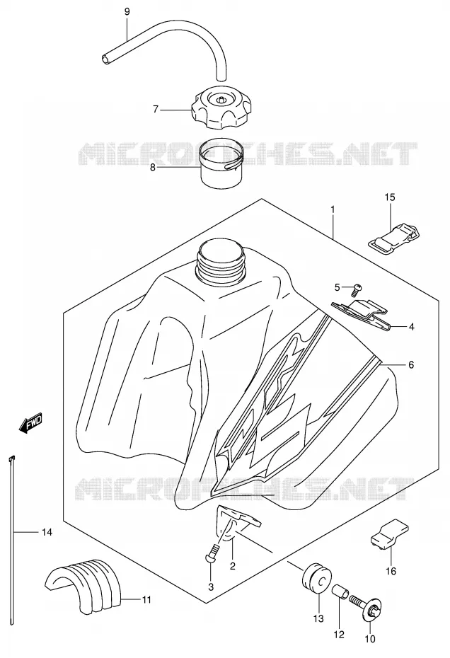 RESERVOIR D'ESSENCE (MODELE K1) Suzuki MOTO 250 DR-Z 2001  DR-Z250K1(E3/E28)