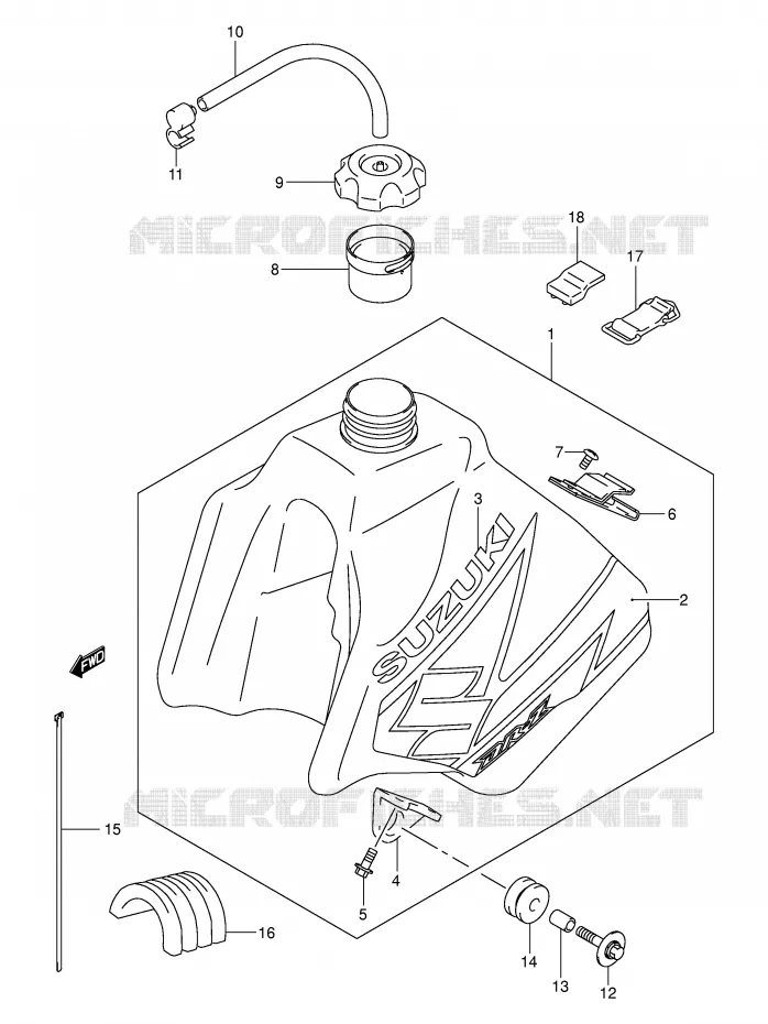 RESERVOIR D'ESSENCE (MODELE K3) Suzuki MOTO 250 DR-Z 2003  DR-Z250K3(E24)