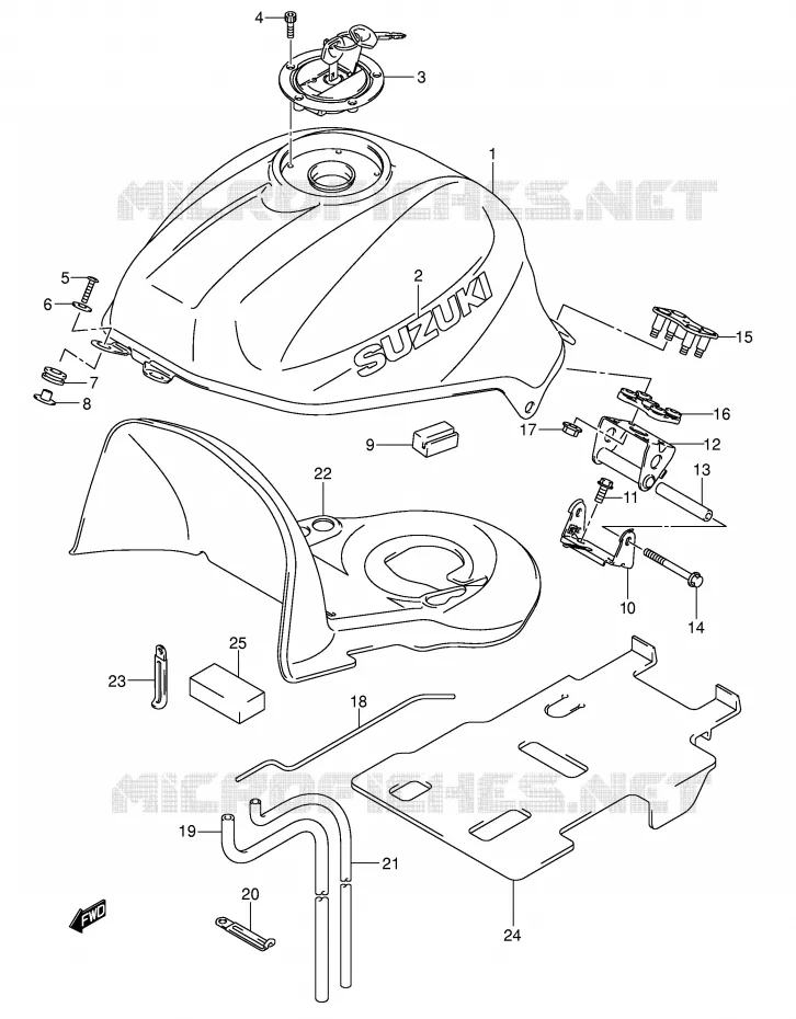 RESERVOIR D'ESSENCE (MODELE K3) Suzuki MOTO 650 SV 2006  SV650K6(E2)