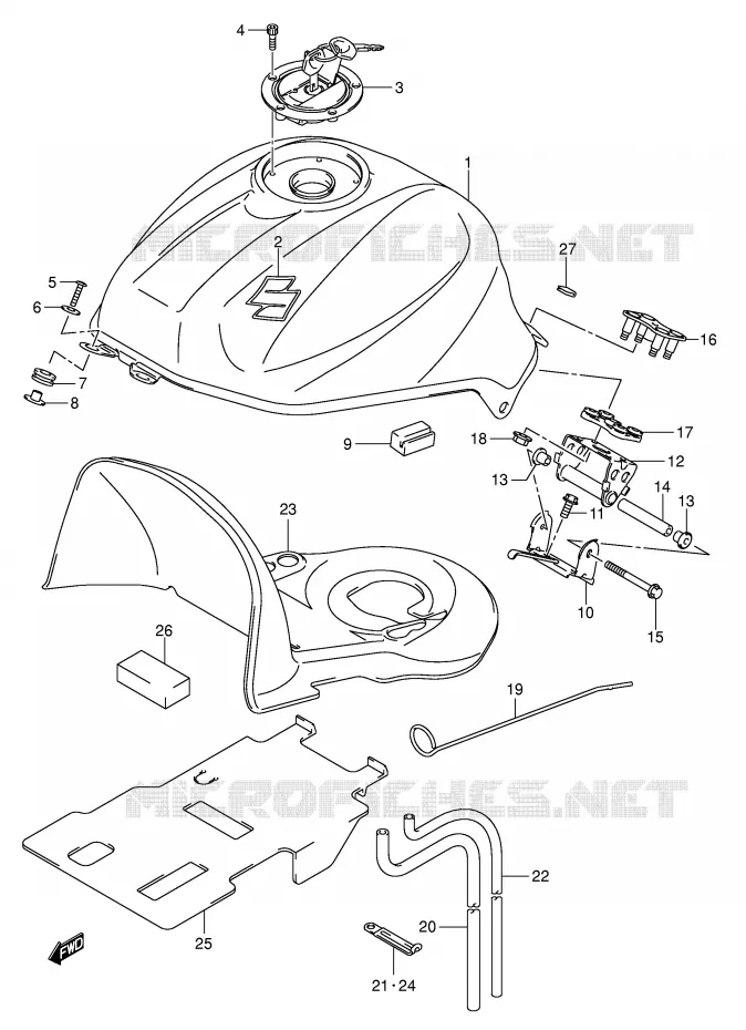 RESERVOIR D'ESSENCE (MODELE K4) Suzuki MOTO 1000 SV 2004  SV1000S2K4(E2)