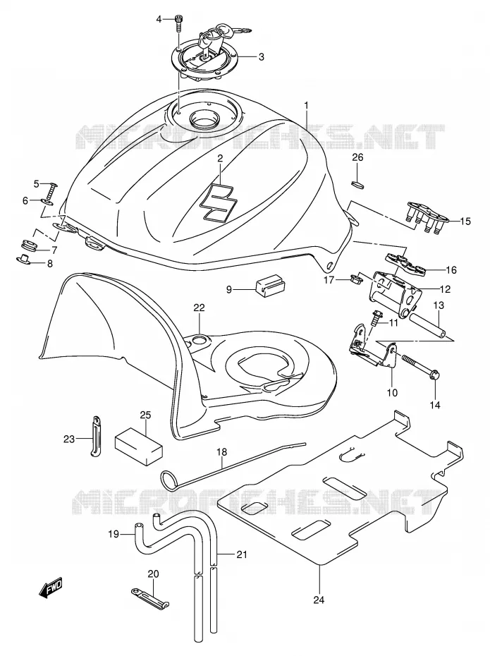 RESERVOIR D'ESSENCE (MODELE K4) Suzuki MOTO 650 SV-S 2003  SV650SUK3(E2)