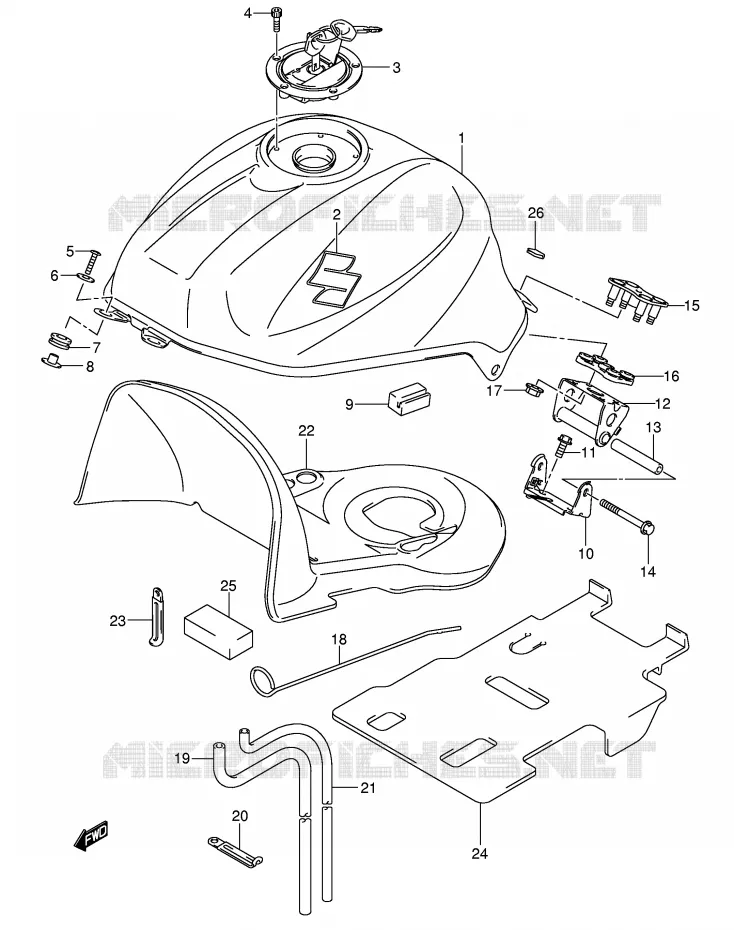 RESERVOIR D'ESSENCE (MODELE K5/K6) Suzuki MOTO 650 SV 2004  SV650UK4(E2)