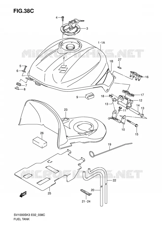 RESERVOIR D'ESSENCE (MODELE K5) Suzuki MOTO 1000 SV 2003  SV1000U2K3(E2)
