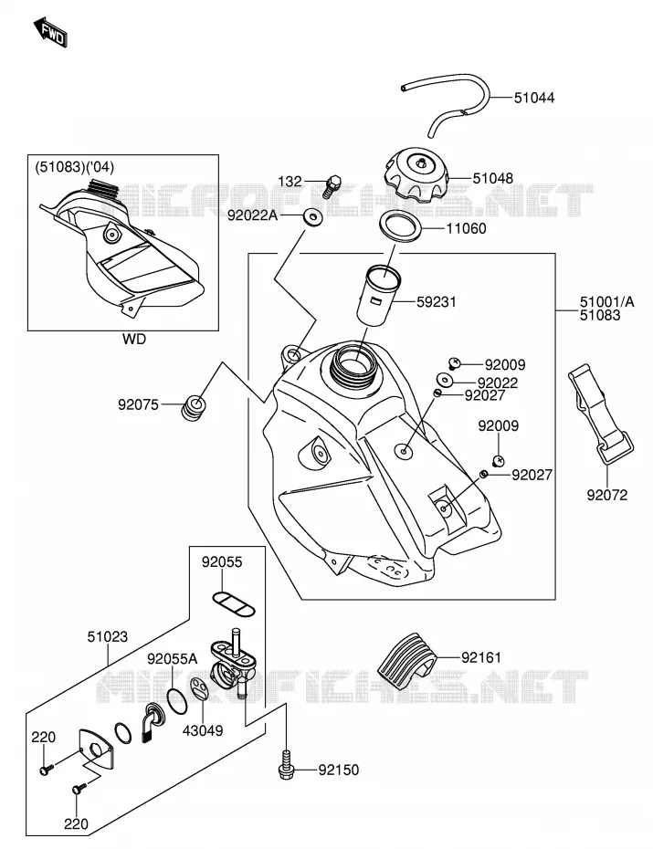 RESERVOIR D'ESSENCE Suzuki MOTO 65 RM 2003  RM65K3(E19)