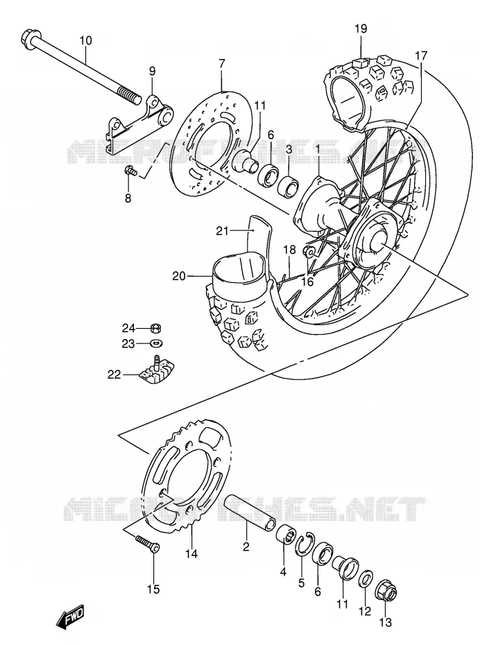 ROUE ARRIERE (RM85K4) Suzuki MOTO 85 RM 2004  RM85K4(P3/P28)