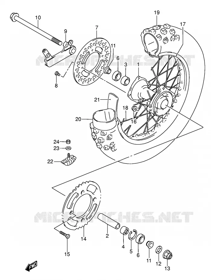 ROUE ARRIERE (RM85K5/K6) Suzuki MOTO 85 RM 2005  RM85LK5(P3/P28)