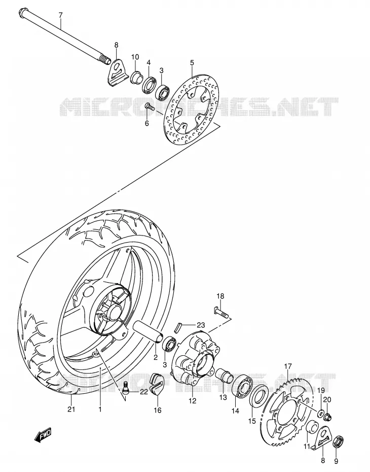 ROUE ARRIERE (VOIR NOTE) Suzuki MOTO 650 SV-S 2004  SV650SUK4(E2)