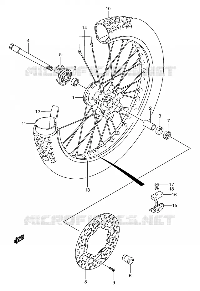 ROUE AVANT (MODELE K1/K2/K3/K4) Suzuki MOTO 250 DR-Z 2002  DR-Z250K2(E3/E28)