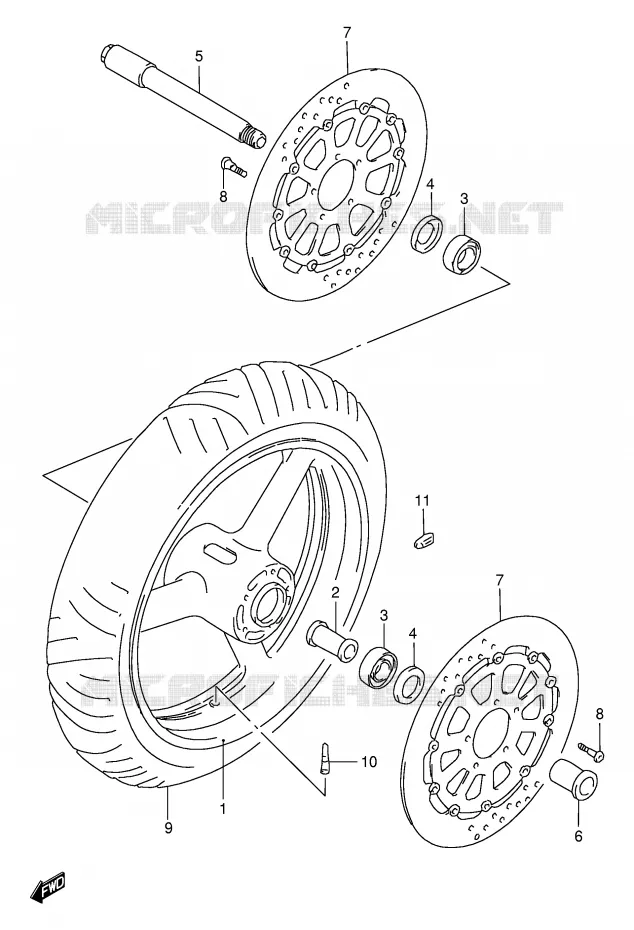 ROUE AVANT (MODELE V/W/X/Y) Suzuki MOTO 1000 TL-S 2001  TL1000SK1(E2)