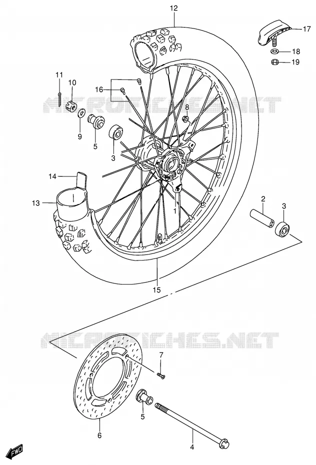 ROUE AVANT (RM85K2/K3/K4) Suzuki MOTO 85 RM 2003  RM85LK3(P3/P28)
