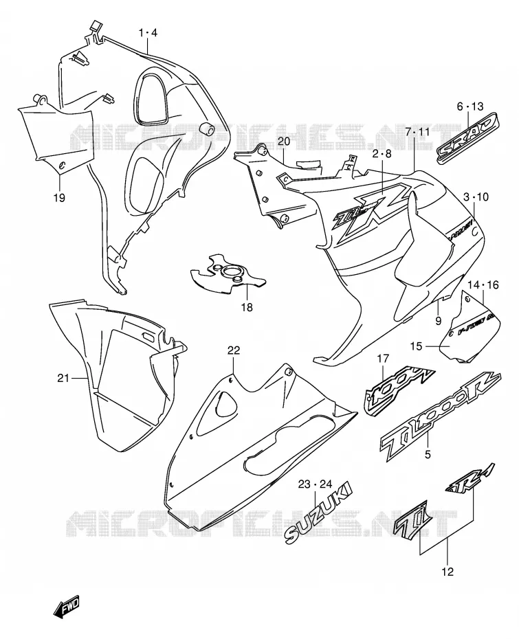 SABOT (MODELE W) Suzuki MOTO 1000 TL-R 2001  TL1000RK1(E2)