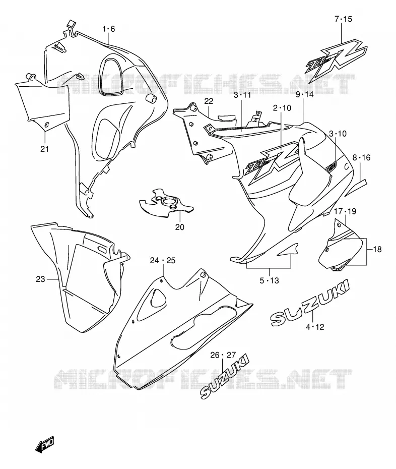 SABOT (MODELE Y) Suzuki MOTO 1000 TL-R 2001  TL1000RK1(E2)
