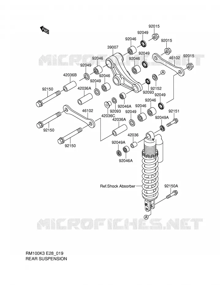 SUSPENSION ARRIERE Suzuki MOTO 100 RM 2003  RM100K3(E28)