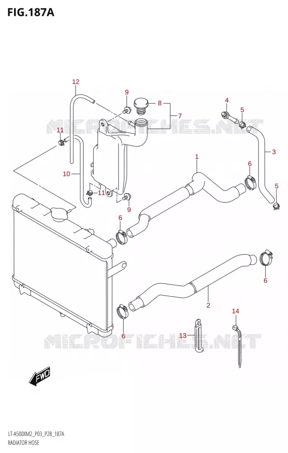 DURITES DE RADIATEUR - VASE D'EXPANSION Suzuki QUAD 500 KINGQUAD 2022  LT-A500X M2 (P03,P28,P33)
