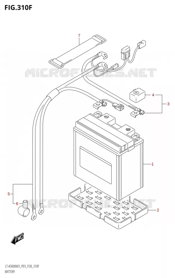 BATTERIE (LT-A500XP:M3:P33) Suzuki QUAD 500 KINGQUAD 2023  LT-A500X M3 (P03,P28,P33)