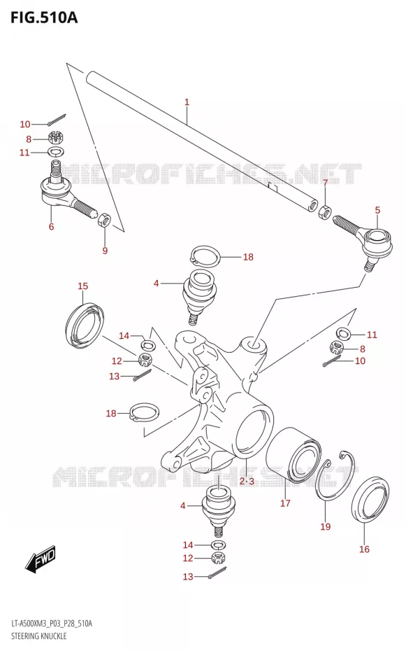 BIELLETTES DE DIRECTION - MOYEU Suzuki QUAD 500 KINGQUAD 2023  LT-A500X M3 (P03,P28,P33)