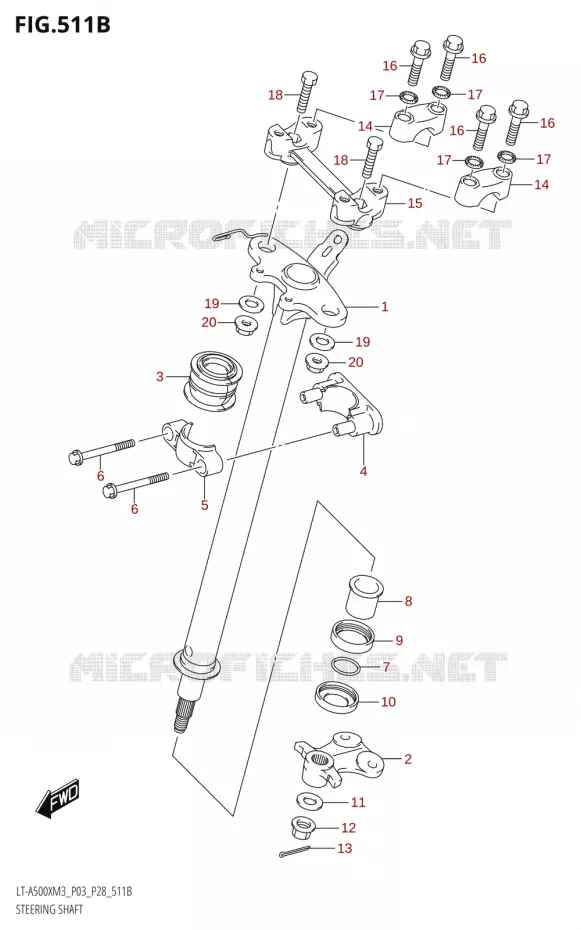 COLONNE DE DIRECTION (LT-A500X:M3:P28) Suzuki QUAD 500 KINGQUAD 2023  LT-A500X M3 (P03,P28,P33)