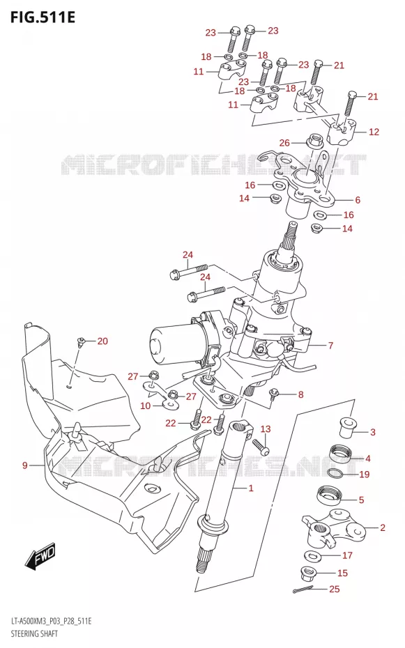 COLONNE DE DIRECTION (LT-A500XP:M3:P28) Suzuki QUAD 500 KINGQUAD 2023  LT-A500X M3 (P03,P28,P33)