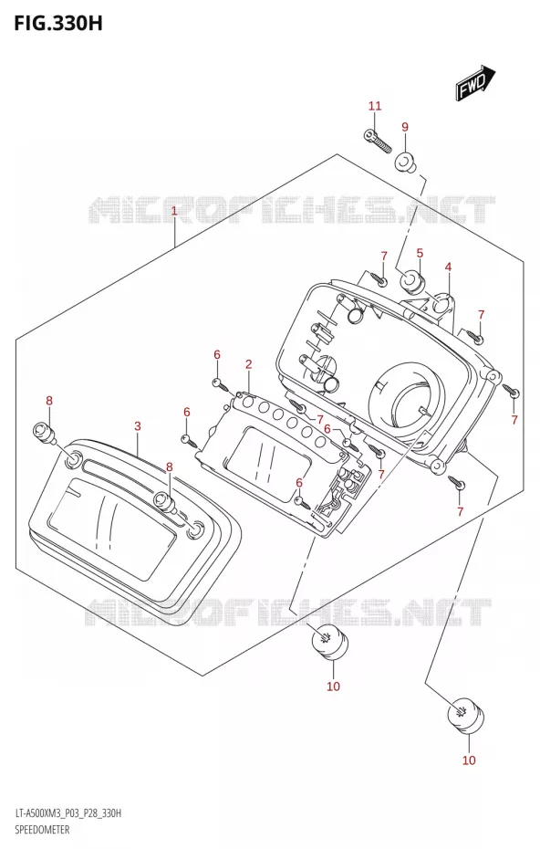 COMPTEUR (LT-A500XPZ:M3:P28) Suzuki QUAD 500 KINGQUAD 2023  LT-A500X M3 (P03,P28,P33)