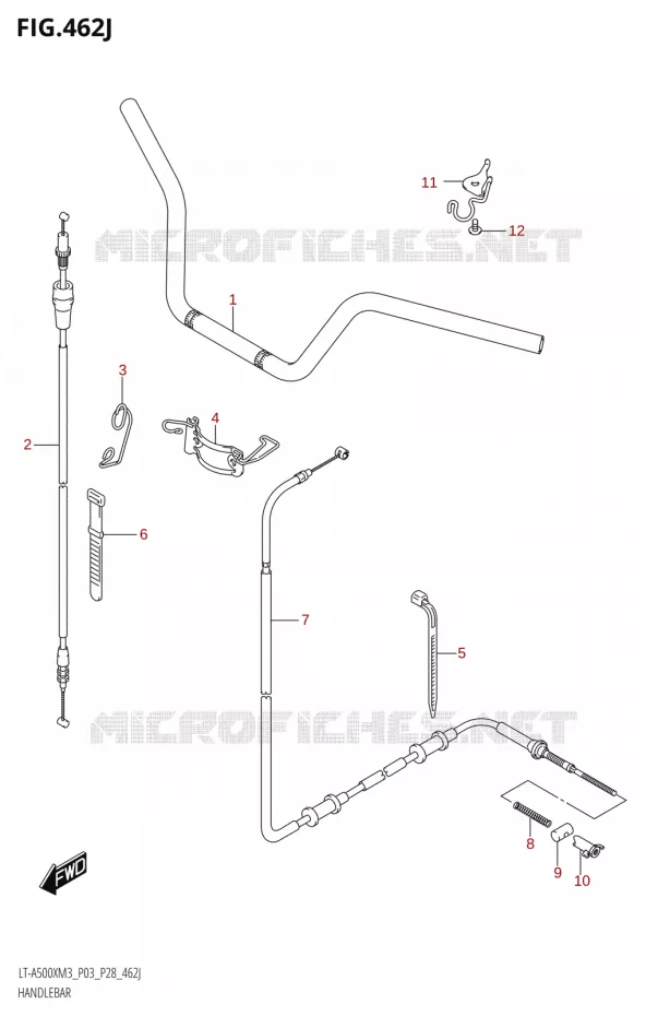 GUIDON (LT-A500XPZ:M3:P33) Suzuki QUAD 500 KINGQUAD 2023  LT-A500X M3 (P03,P28,P33)