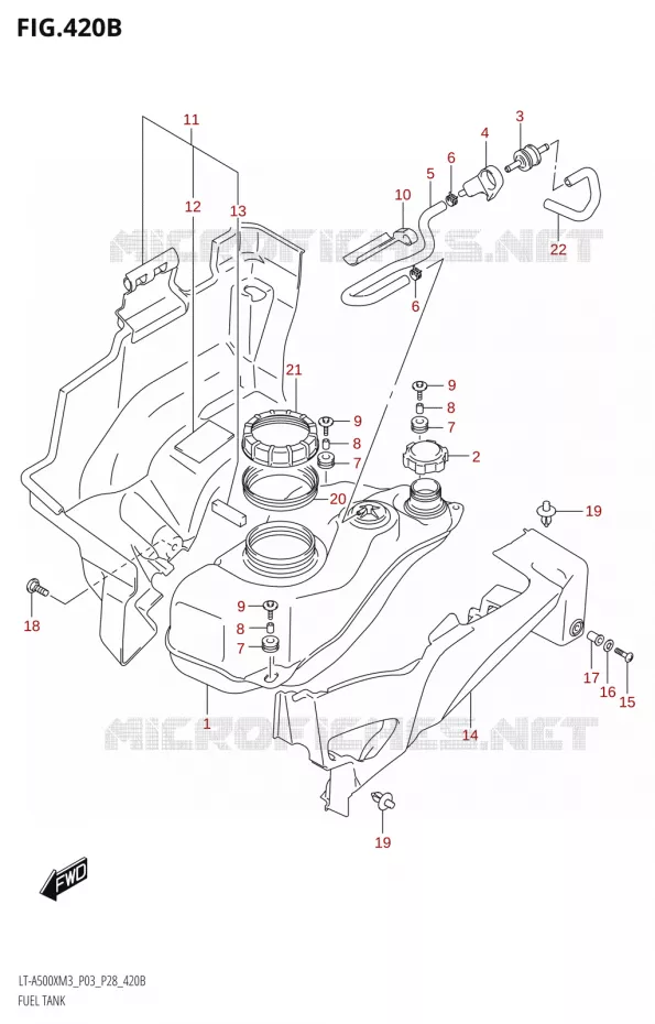 RESERVOIR D'ESSENCE (LT-A500X:M3:P28) Suzuki QUAD 500 KINGQUAD 2023  LT-A500X M3 (P03,P28,P33)