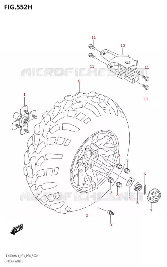 ROUE ARRIERE GAUCHE (LT-A500XPZ:M3:P28) Suzuki QUAD 500 KINGQUAD 2023  LT-A500X M3 (P03,P28,P33)