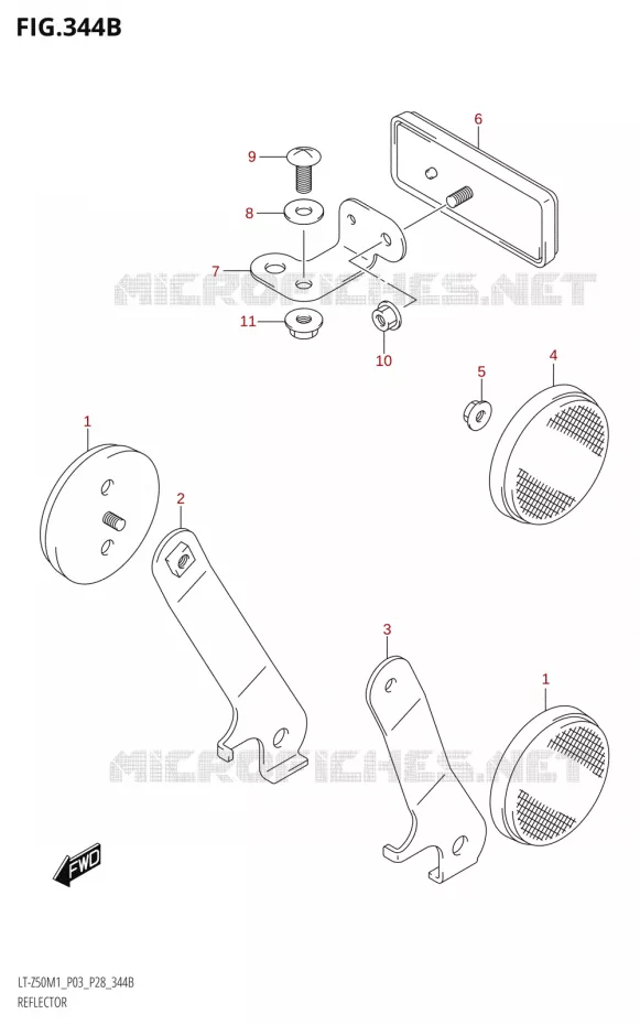 REFLECTEUR (P28) Suzuki QUAD 50 QUADSPORT 2021  LT-Z50 M1 (P03 / P28)
