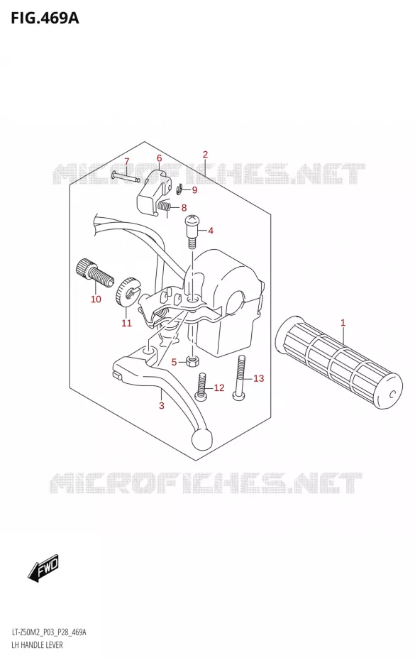 ENSEMBLE LEVIER - POIGNEE GAUCHE Suzuki QUAD 50 QUADSPORT 2022  LT-Z50 M2 (P03 / P28)